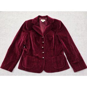 VTG Talbots Silk Blend Velvet Blazer Size 8 Cranberry Old Money Ornate Buttons